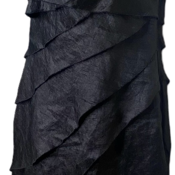 London Style Nights Asymmetrical One Strap Ruffled Dress 12 Black Knee Length - Picture 6 of 14